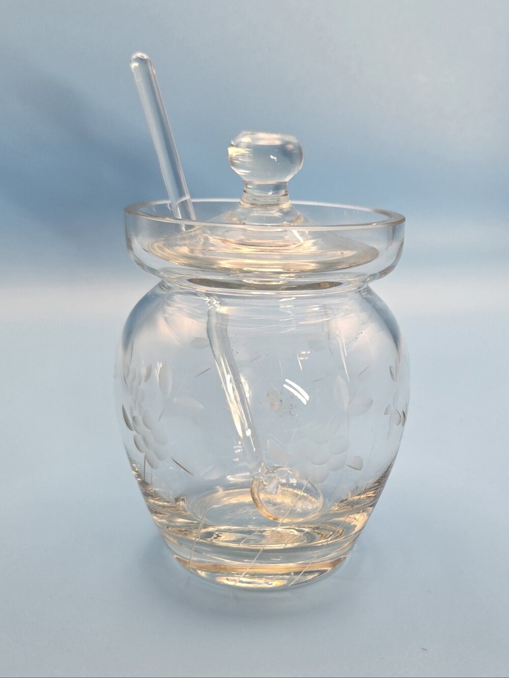 Vintage Princess House Herritage Condiment Jar With Lid & Spoon Crystal